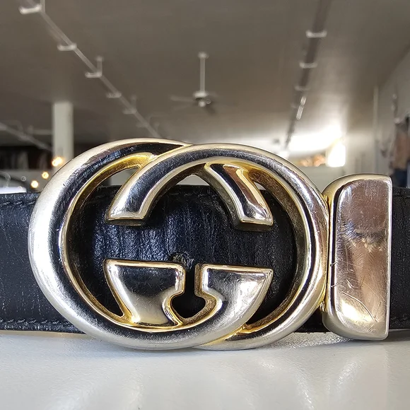 Gucci Vintage Leather Reversible Belt Gold Logo Buckle 70s 80s Black Brown Gucci Vintage Belts for sale | eBay main image 3